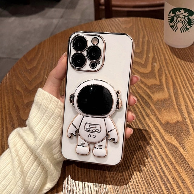 Luxury Astronaut Phone Case For iphone 11 12 13 Pro Max XS X XR 7 8 Plus SE 2020 22 Mini Shockproof Silicone Kickstand Cover
