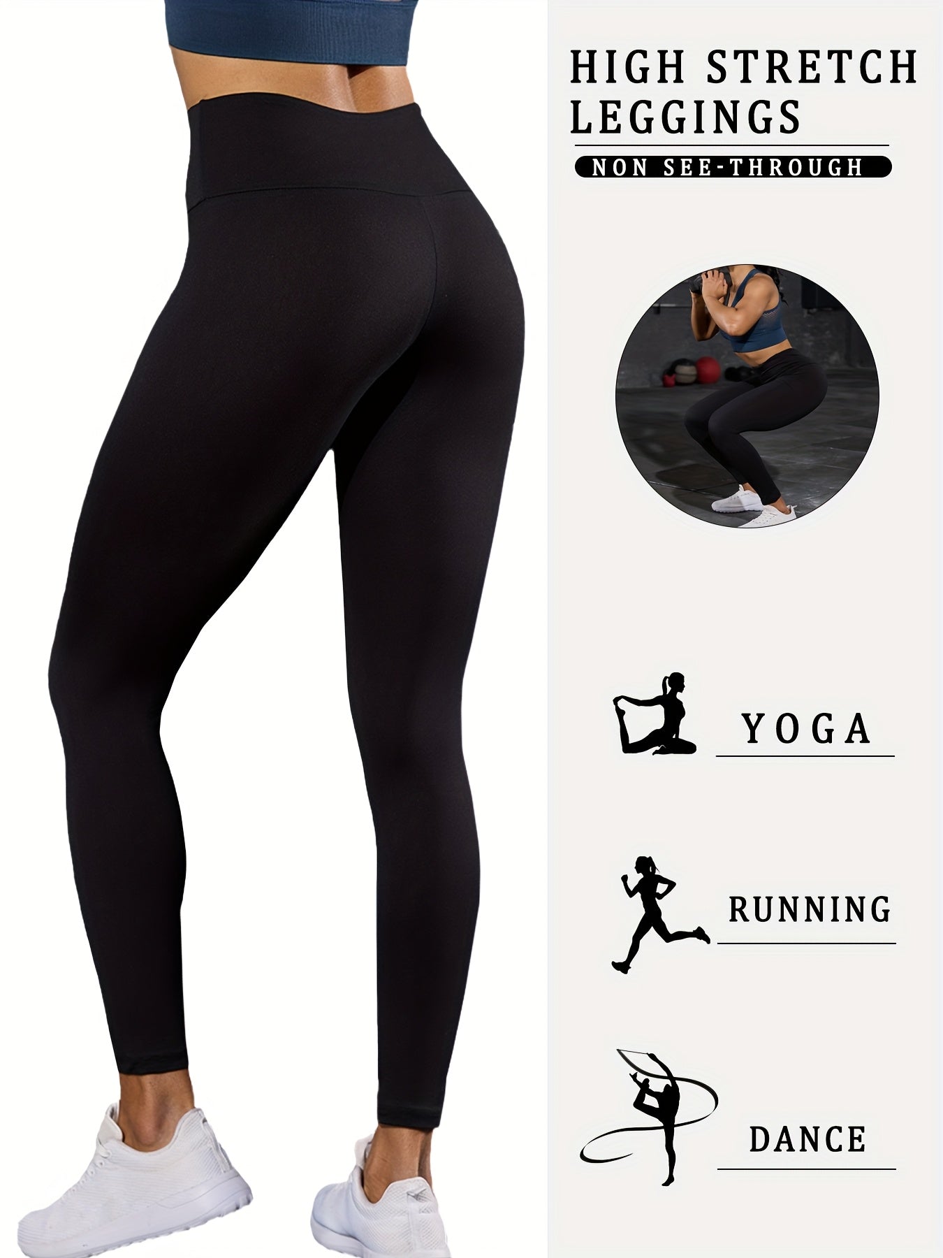 Leggings de sport taille haute Dropshipman, extensibles et sans transparence, pour yoga, course et entraînement pour femmes.