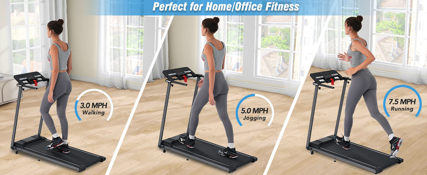 New 2.5HP Folding Walking Pad Treadmill with Incline & Bluetooth - Home