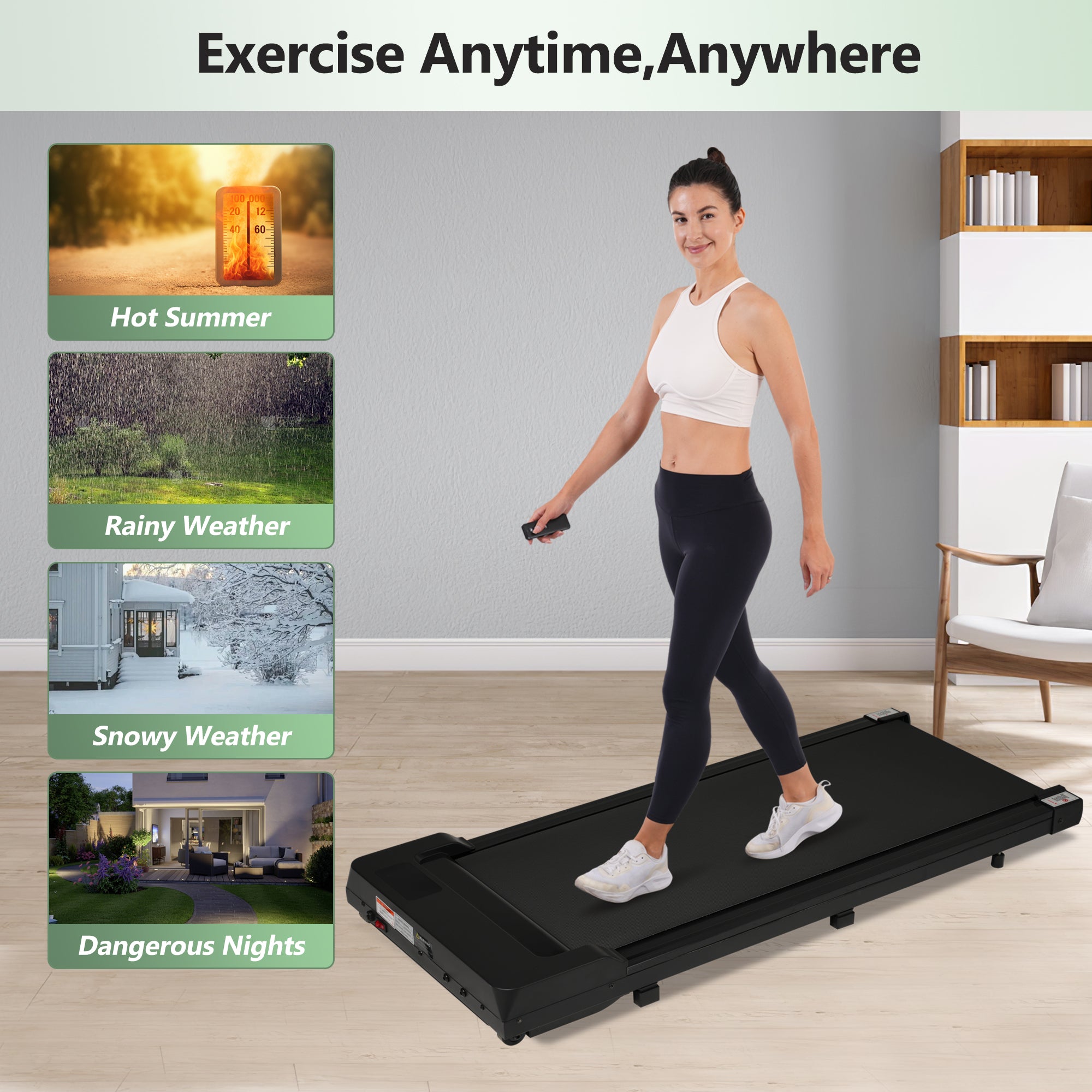 8.10 Walking Pad Treadmill for Home - 2.5HP, 0.6-4 MPH, 300 lbs, Remote Control