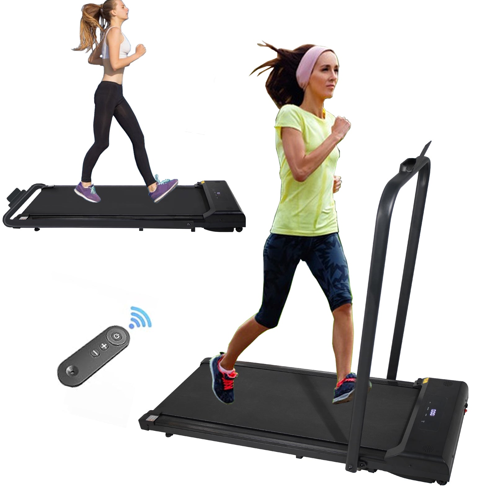 Walking Pad 2-in-1 Folding Under-Desk Treadmill - Portable, 240 lb Capacity, Black