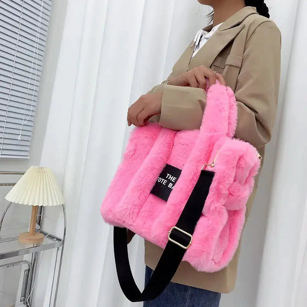 Designer Faux Fur Tote Bag - HCDSHOP