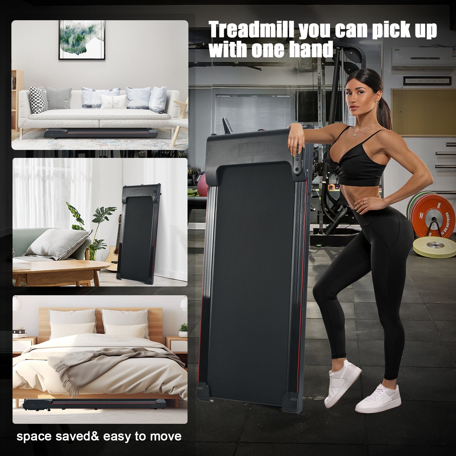 Brushless Electric Walking Mat - 300 lb Capacity, Portable Home Treadmill, 0.5-4.0 mph