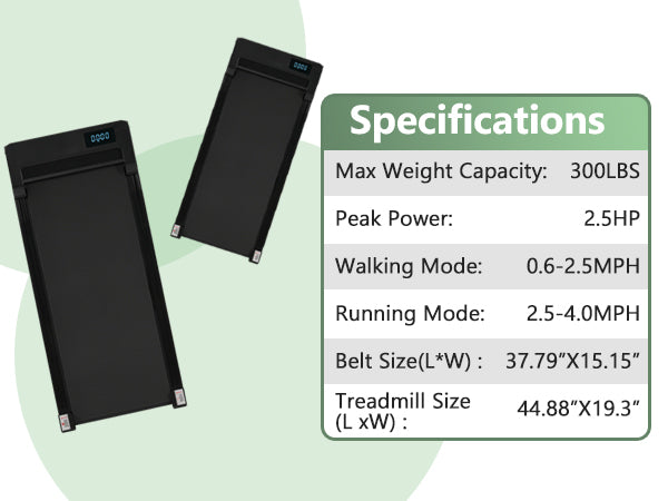 8.10 Walking Pad Treadmill for Home - 2.5HP, 0.6-4 MPH, 300 lbs, Remote Control