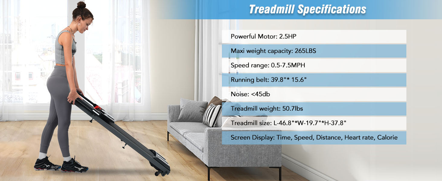 New 2.5HP Folding Walking Pad Treadmill with Incline & Bluetooth - Home