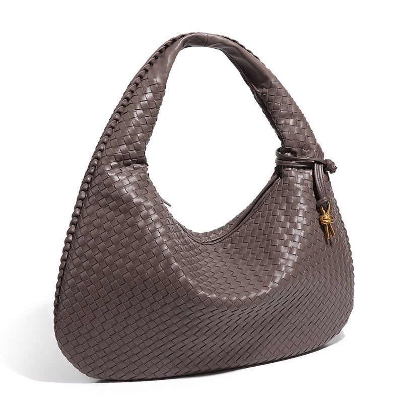 Crescent shaped women's bag hand woven hand-held dumpling bag fashionable single shoulder armpit bag