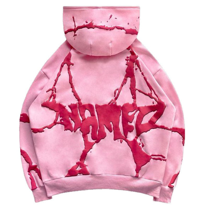 Plush foam printed three color hoodie set