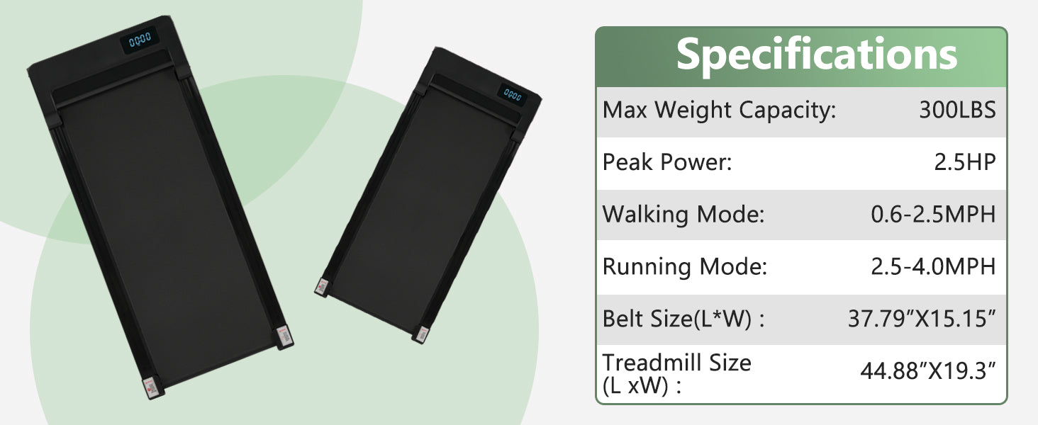 8.10 Walking Pad Treadmill for Home - 2.5HP, 0.6-4 MPH, 300 lbs, Remote Control