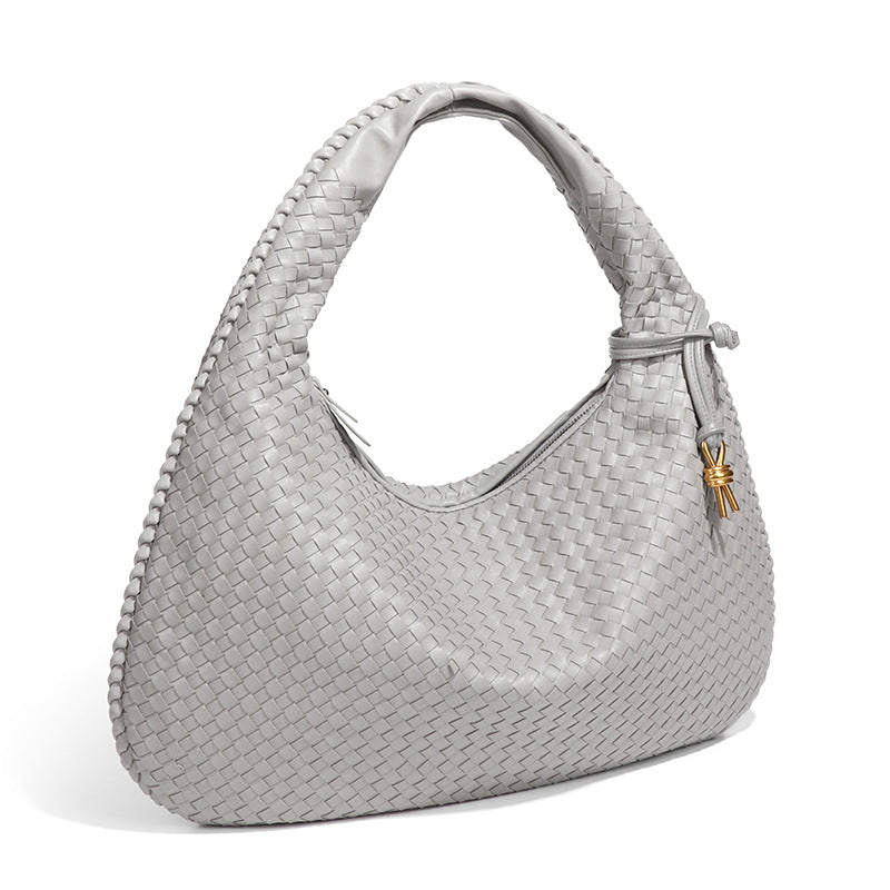 Crescent shaped women's bag hand woven hand-held dumpling bag fashionable single shoulder armpit bag