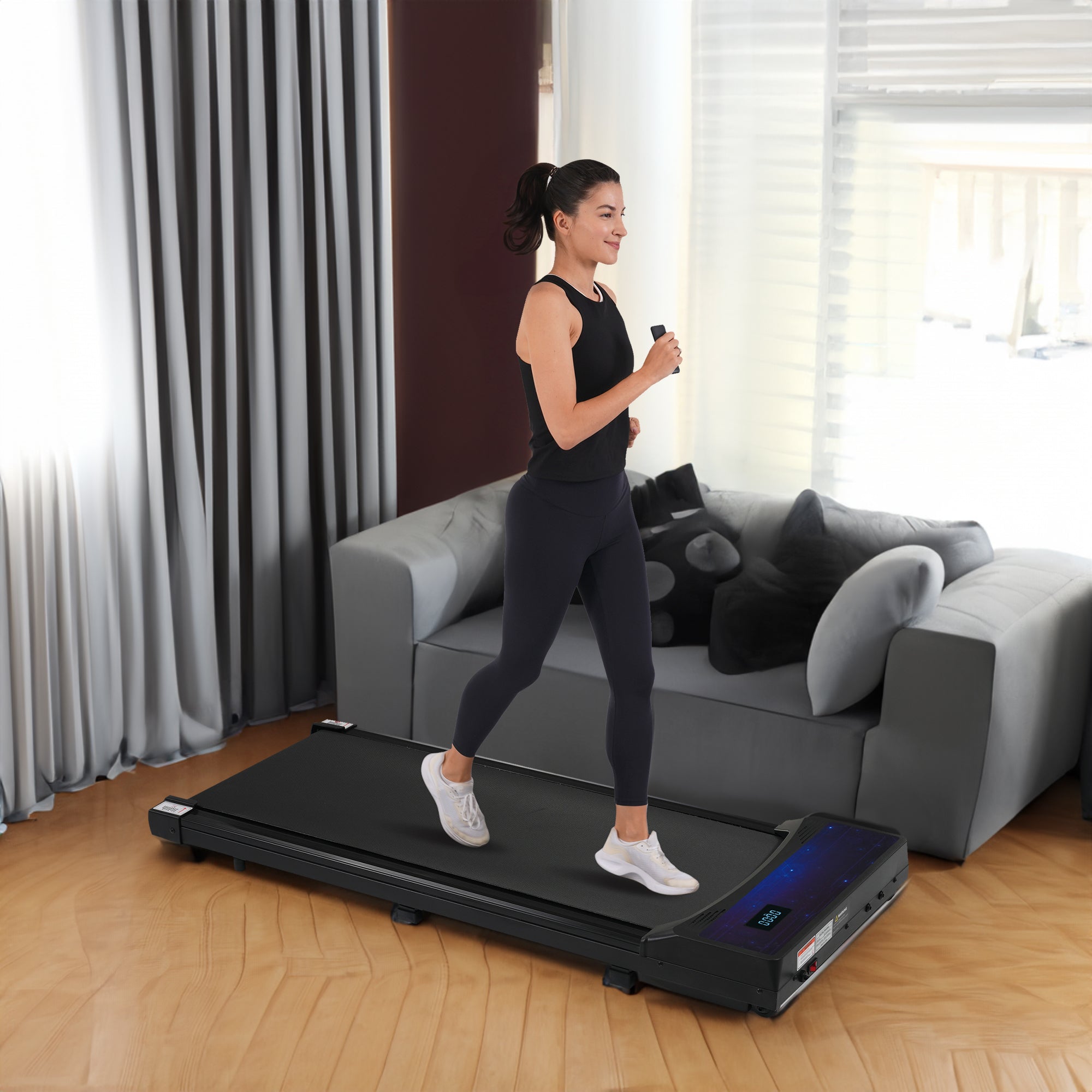 2.5HP Walking Pad Treadmill - 8.10 Under-Desk, 0.6-4 MPH, 300 lbs, Remote Control