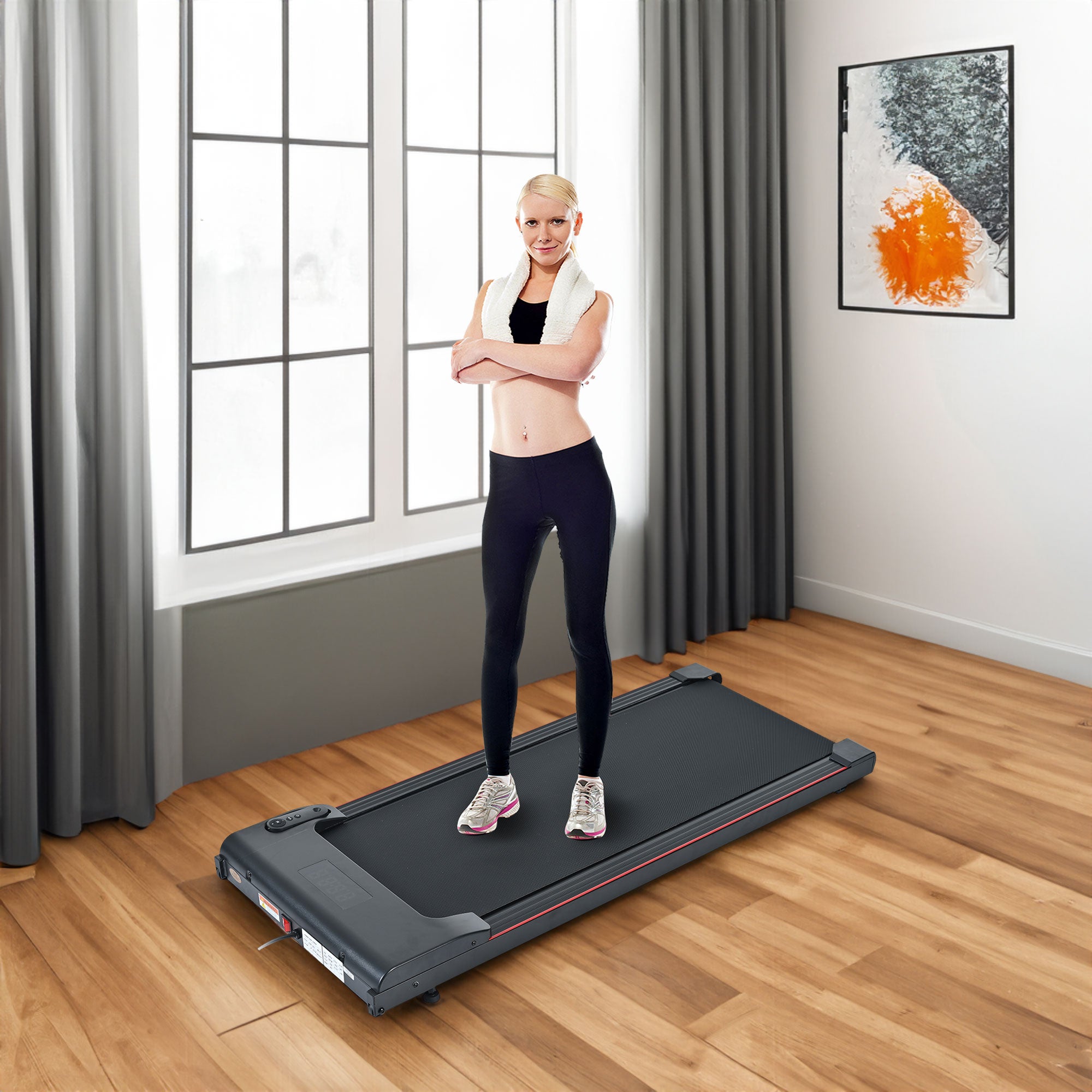 Brushless Electric Walking Mat - 300 lb Capacity, Portable Home Treadmill, 0.5-4.0 mph