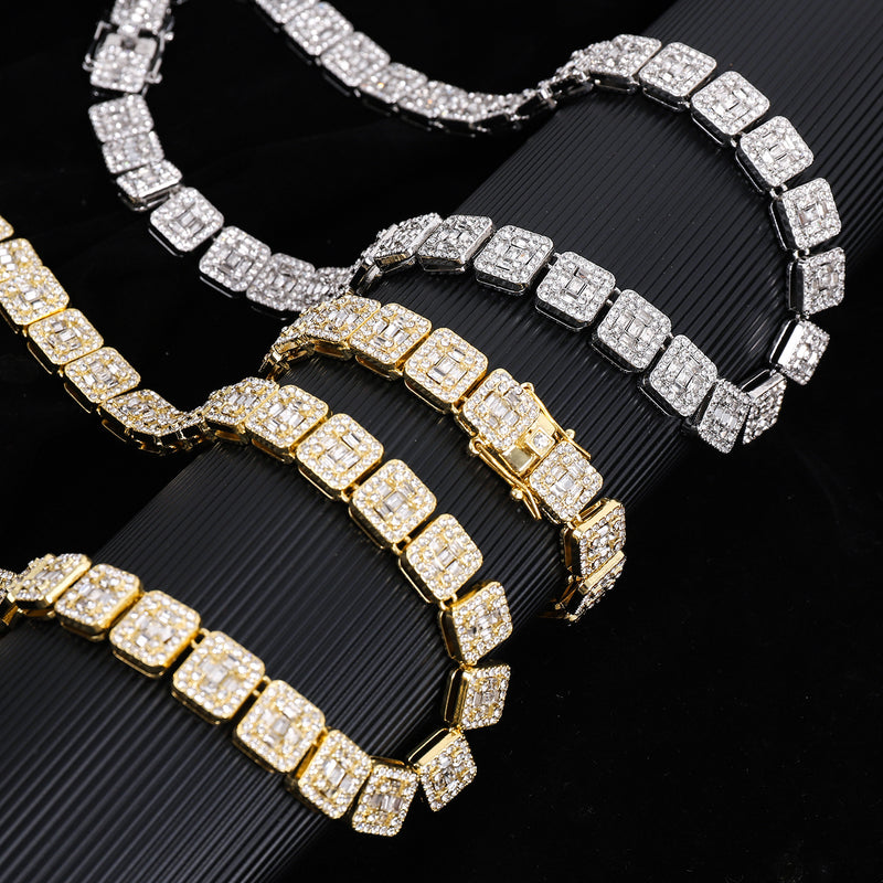 Cuban chain fashion new product square rock sugar chain 13mm necklace bracelet niche hip-hop jewelry accessories