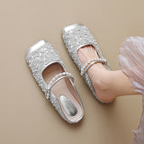 Half Slippers Women's Summer Outerwear One Line Pearl Fashion Soft soled Single Shoes Women's Head