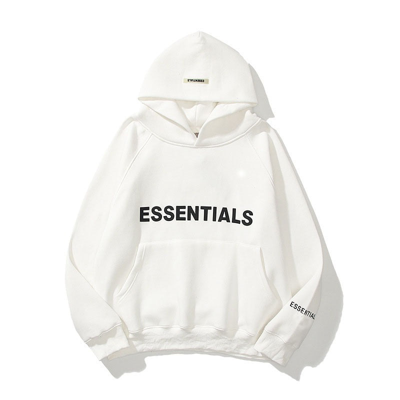 Essentials Oversized Fleece Hooded Sweatshirt by eprolo - Cozy and stylish white hooded sweatshirt with bold branding.