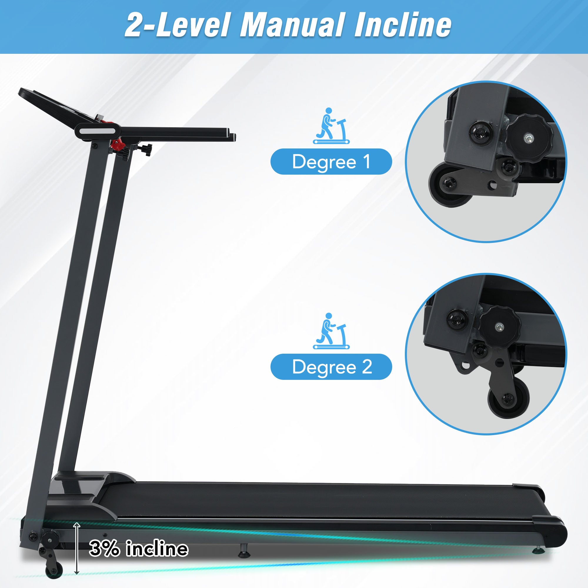 New 2.5HP Folding Walking Pad Treadmill with Incline & Bluetooth - Home