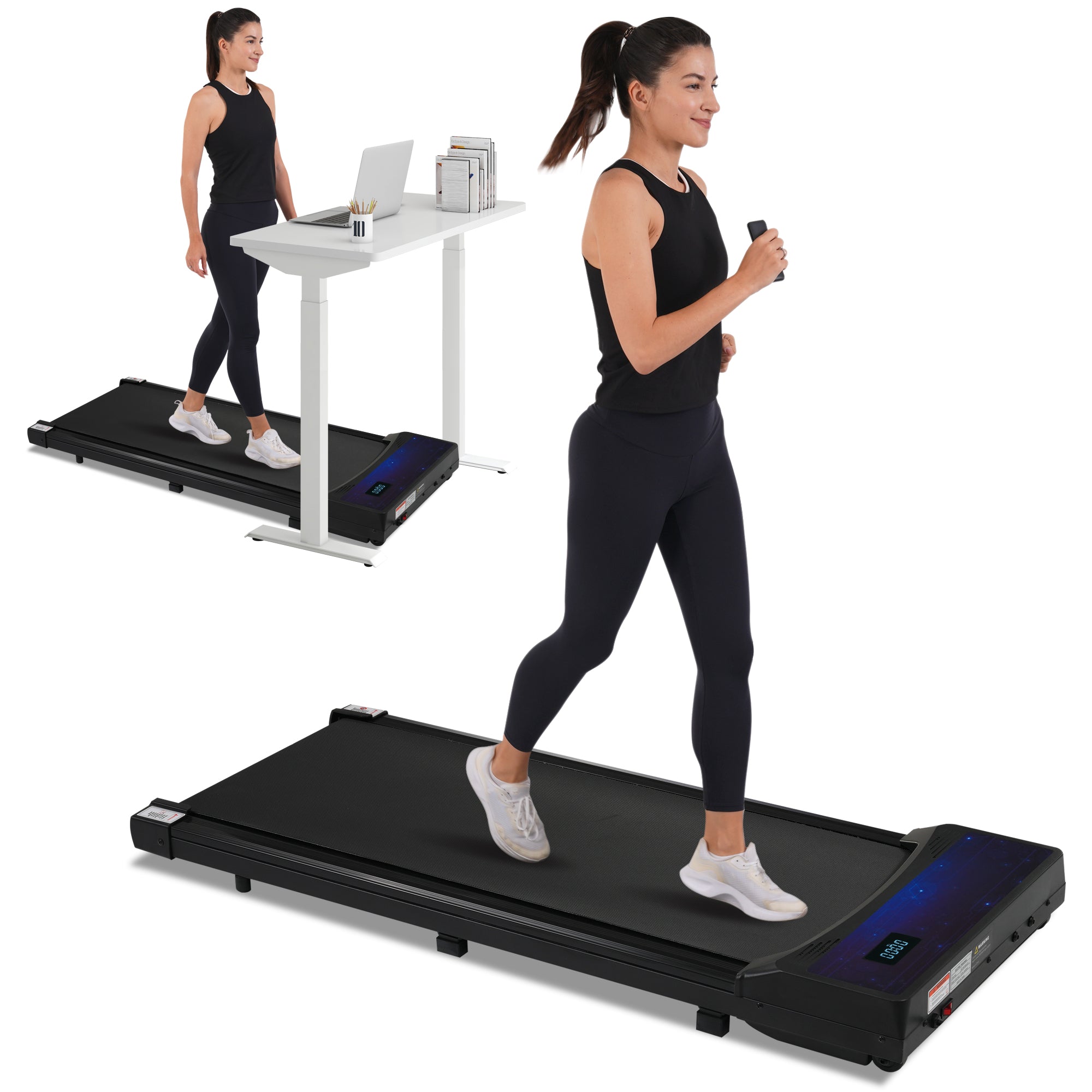 2.5HP Walking Pad Treadmill - 8.10 Under-Desk, 0.6-4 MPH, 300 lbs, Remote Control