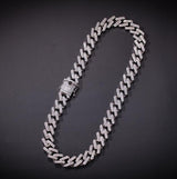 14mm Cubic Zircon Prong Cubans Link Necklace Gold Silver Plated Luxury Copper Micro Paved CZ Cuban Chain  16/18/20/22/24inch