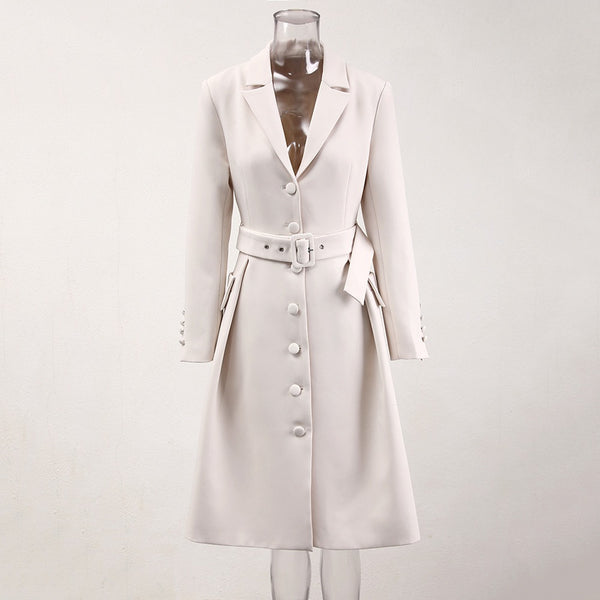 Belt and waist collection fashionable temperament single breasted solid color trench coat women's three-dimensional