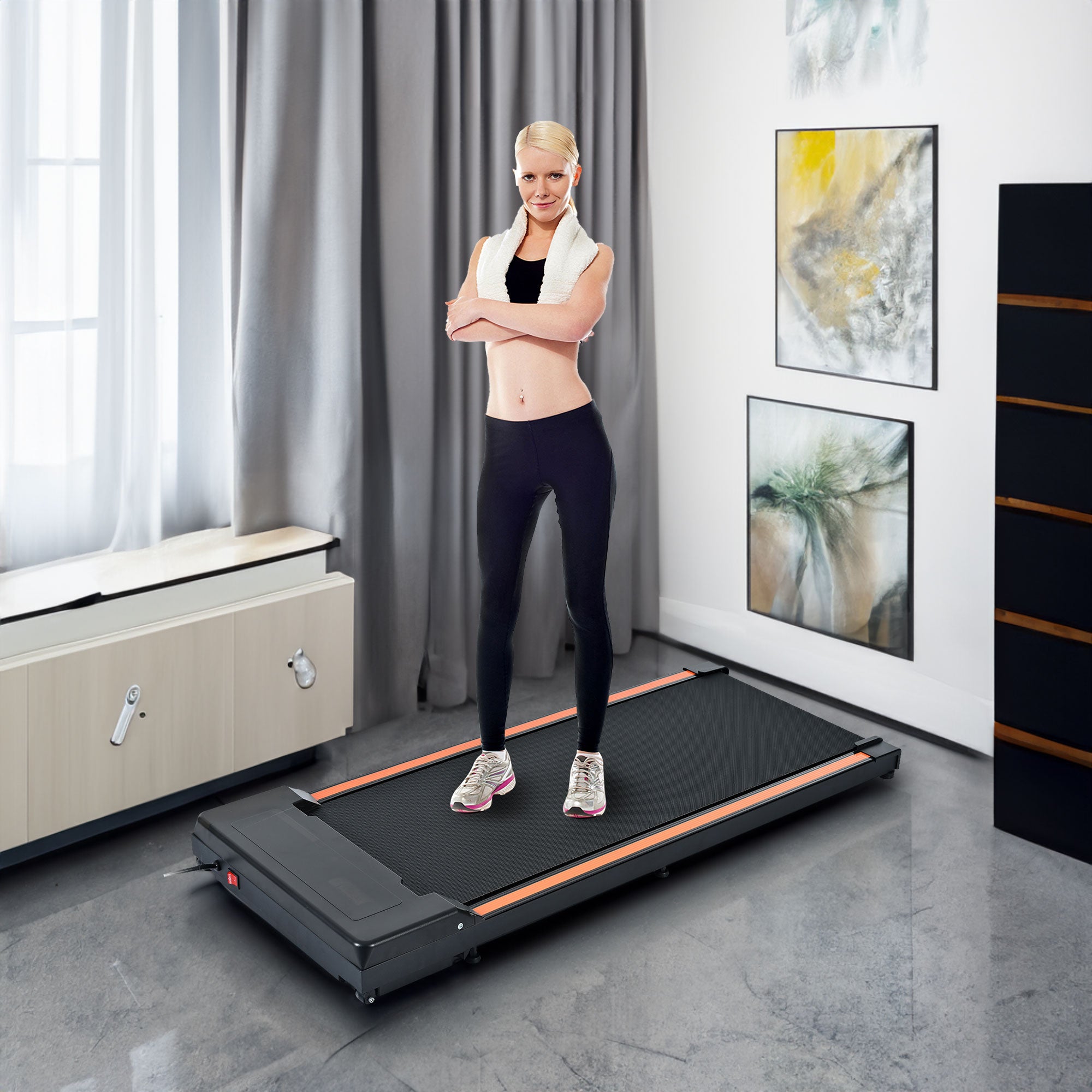 Compact Treadmill for Home & Office, 300 lb Capacity - 0.6 to 3.8 mph