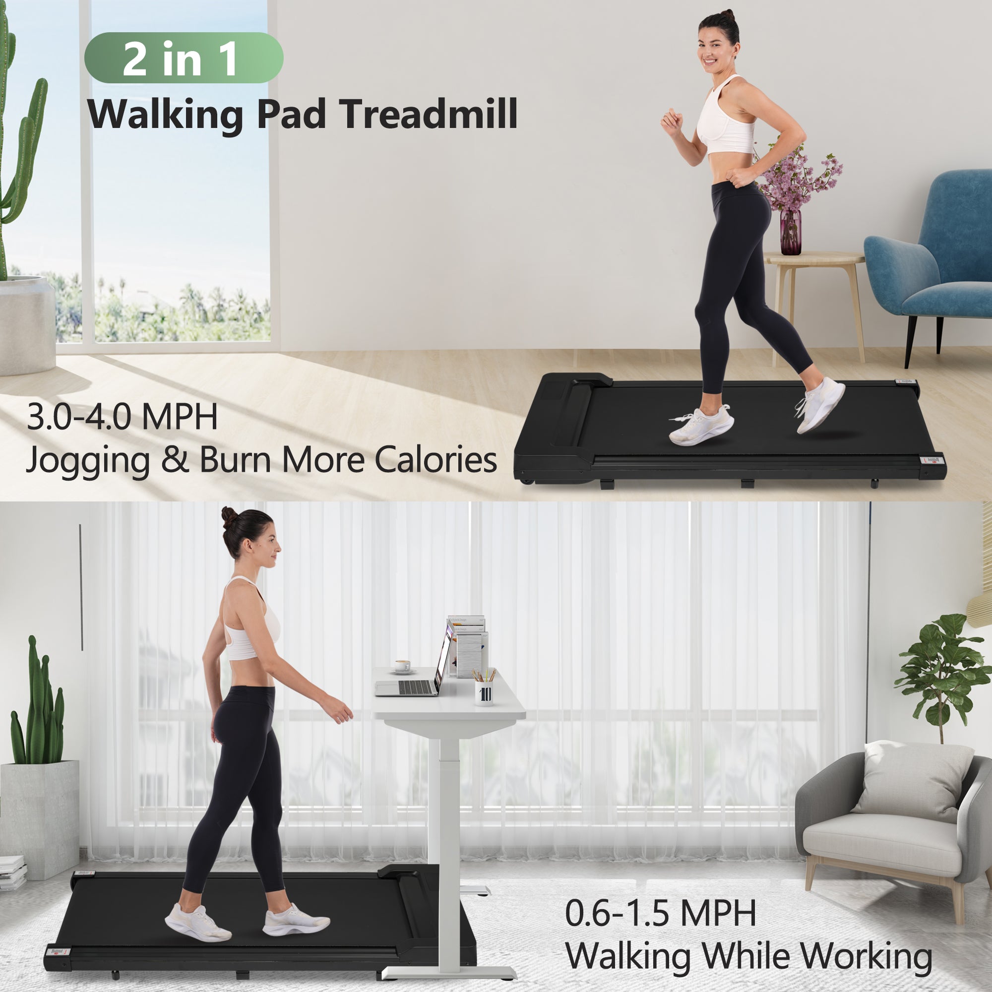 8.10 Walking Pad Treadmill for Home - 2.5HP, 0.6-4 MPH, 300 lbs, Remote Control