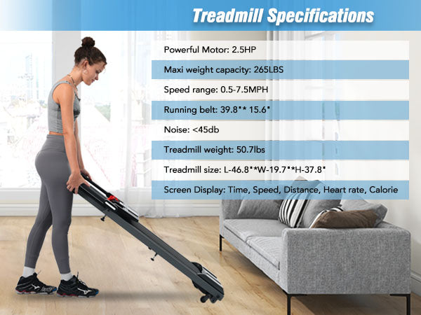 New 2.5HP Folding Walking Pad Treadmill with Incline & Bluetooth - Home