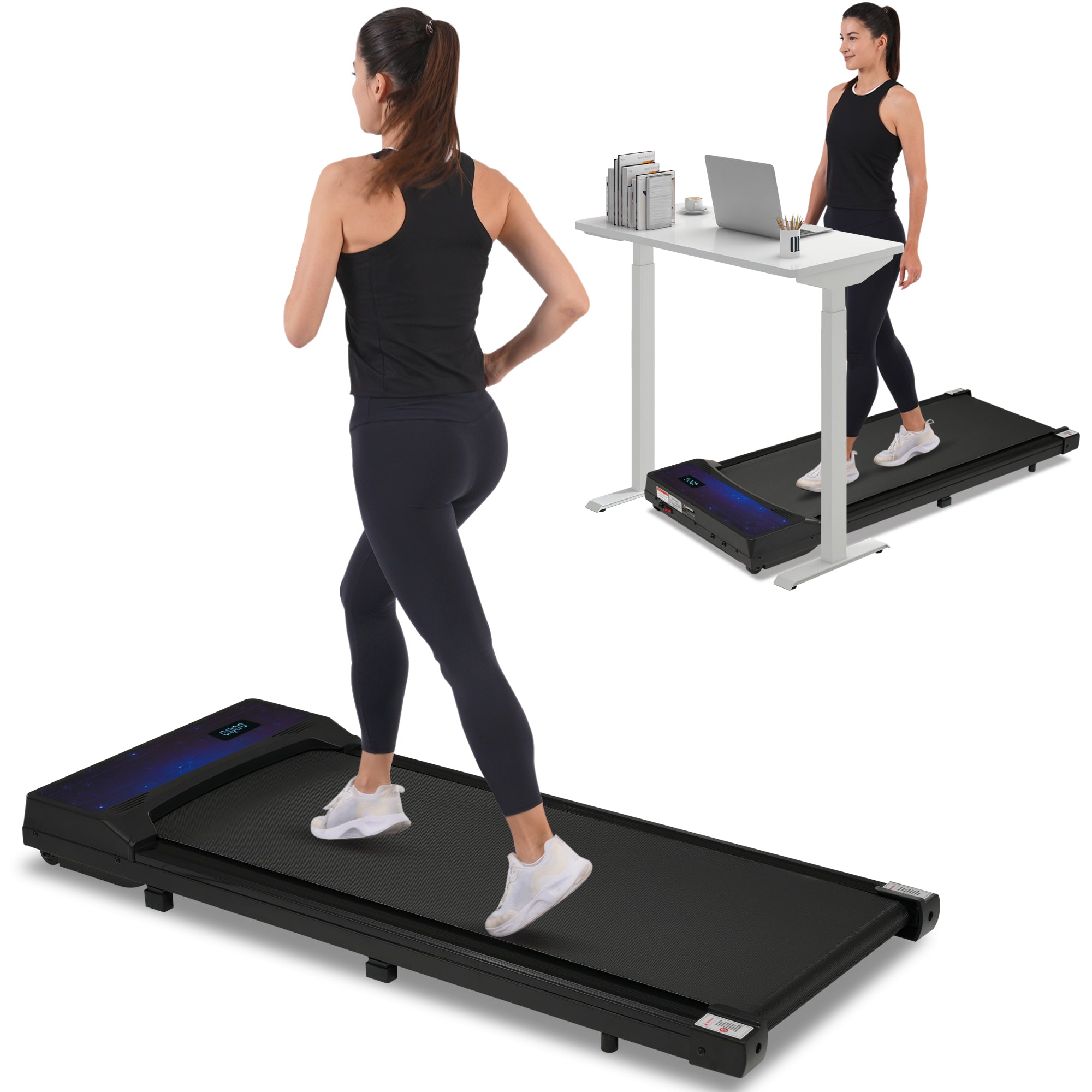 2.5HP Walking Pad Treadmill - 8.10 Under-Desk, 0.6-4 MPH, 300 lbs, Remote Control