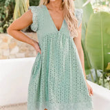 V-neck Cotton Dress - HCDSHOP