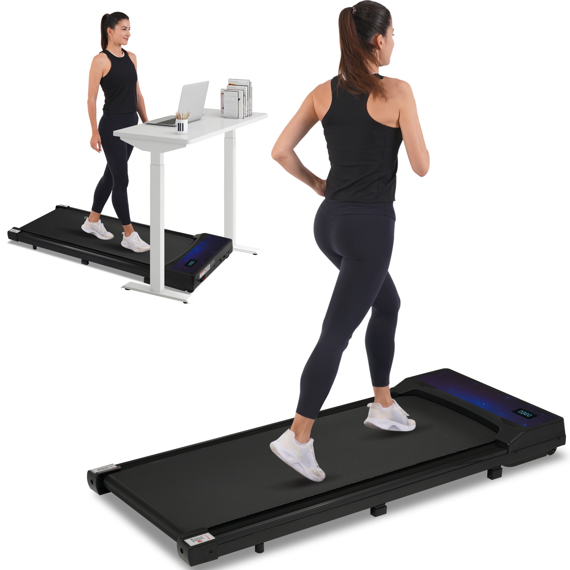 2.5HP Walking Pad Treadmill - 8.10 Under-Desk, 0.6-4 MPH, 300 lbs, Remote Control