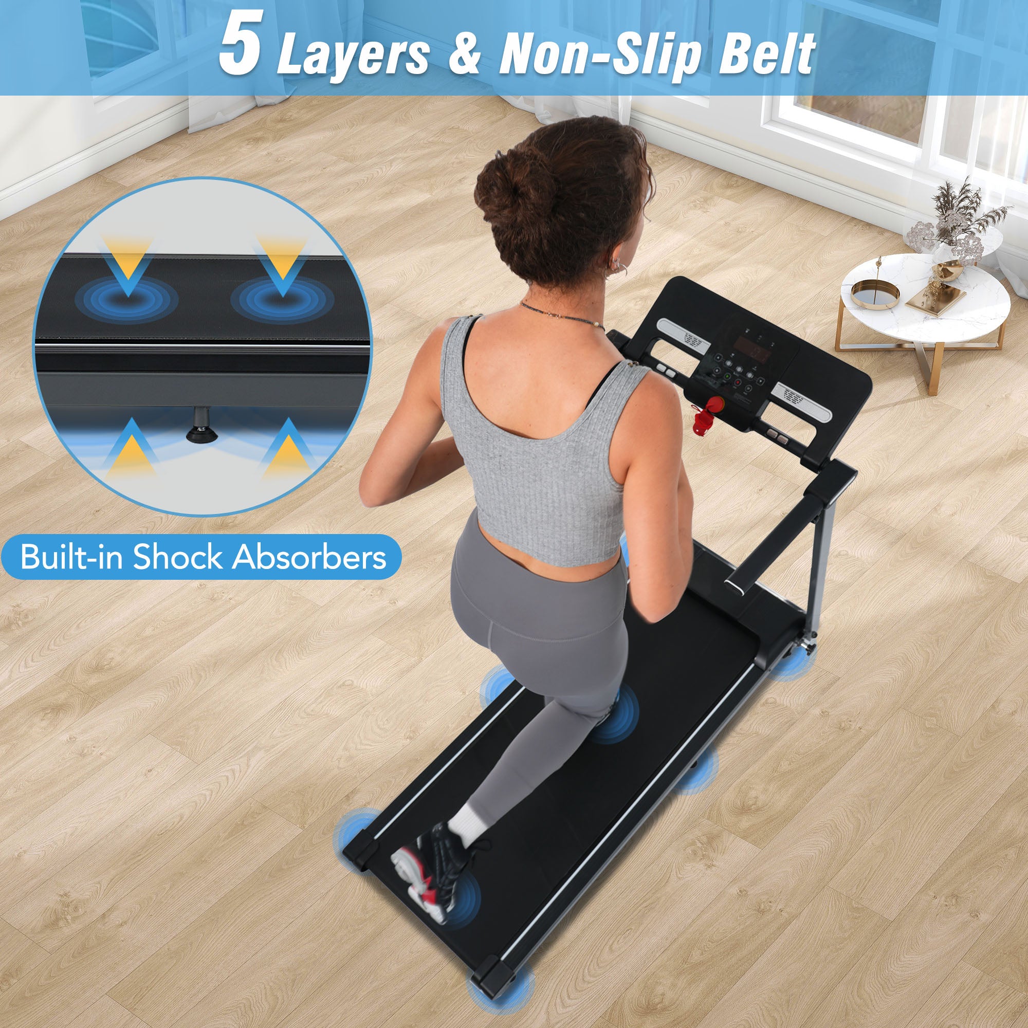 New 2.5HP Folding Walking Pad Treadmill with Incline & Bluetooth - Home