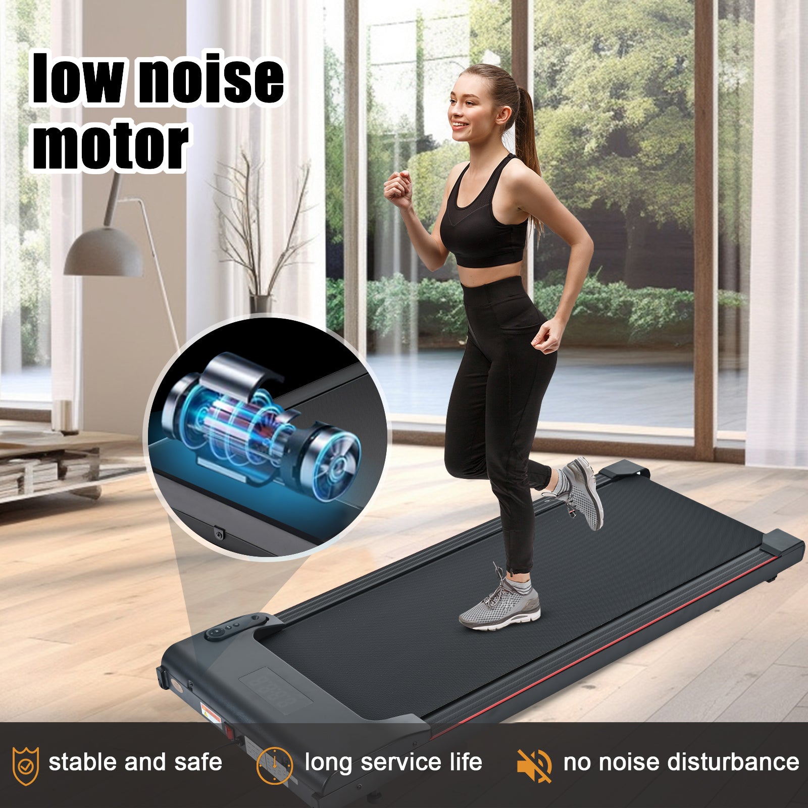 Brushless Electric Walking Mat - 300 lb Capacity, Portable Home Treadmill, 0.5-4.0 mph