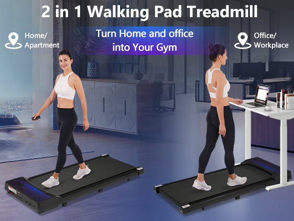 2.5HP Walking Pad Treadmill - 8.10 Under-Desk, 0.6-4 MPH, 300 lbs, Remote Control