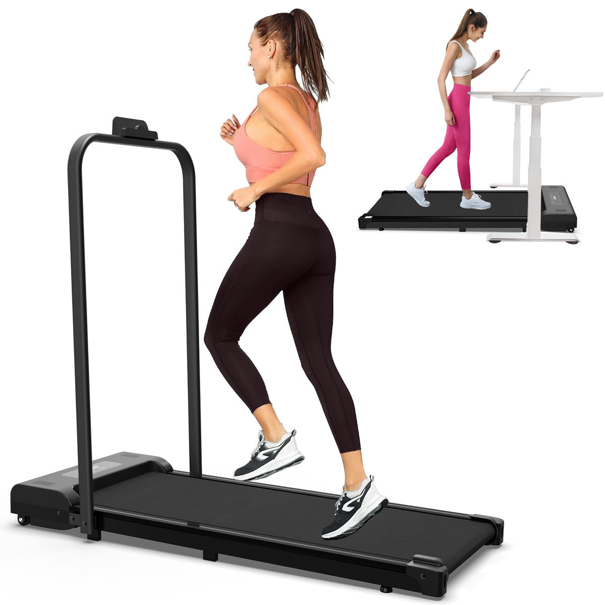 Desktop treadmill, walking mat, 2-in-1 portable treadmill, remote LED display with handle (265 pounds)