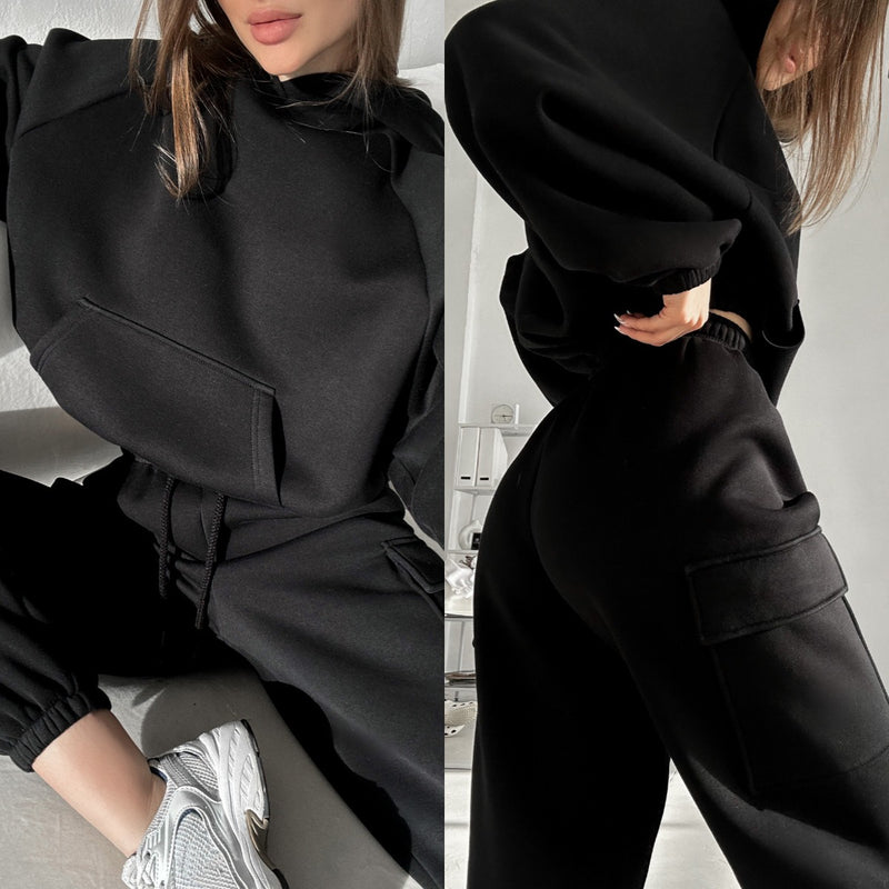 Autumn and Winter Women's New Fashion Sports and Leisure Hoodie Set