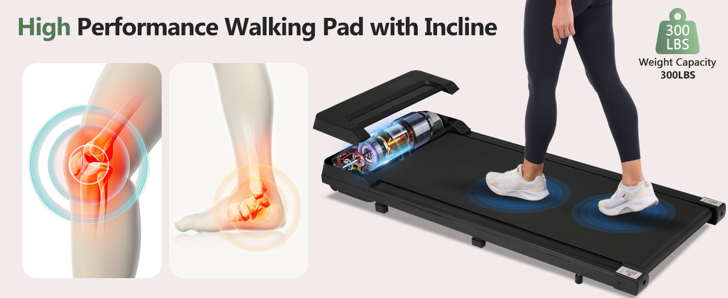 8.10 Walking Pad Treadmill for Home - 2.5HP, 0.6-4 MPH, 300 lbs, Remote Control