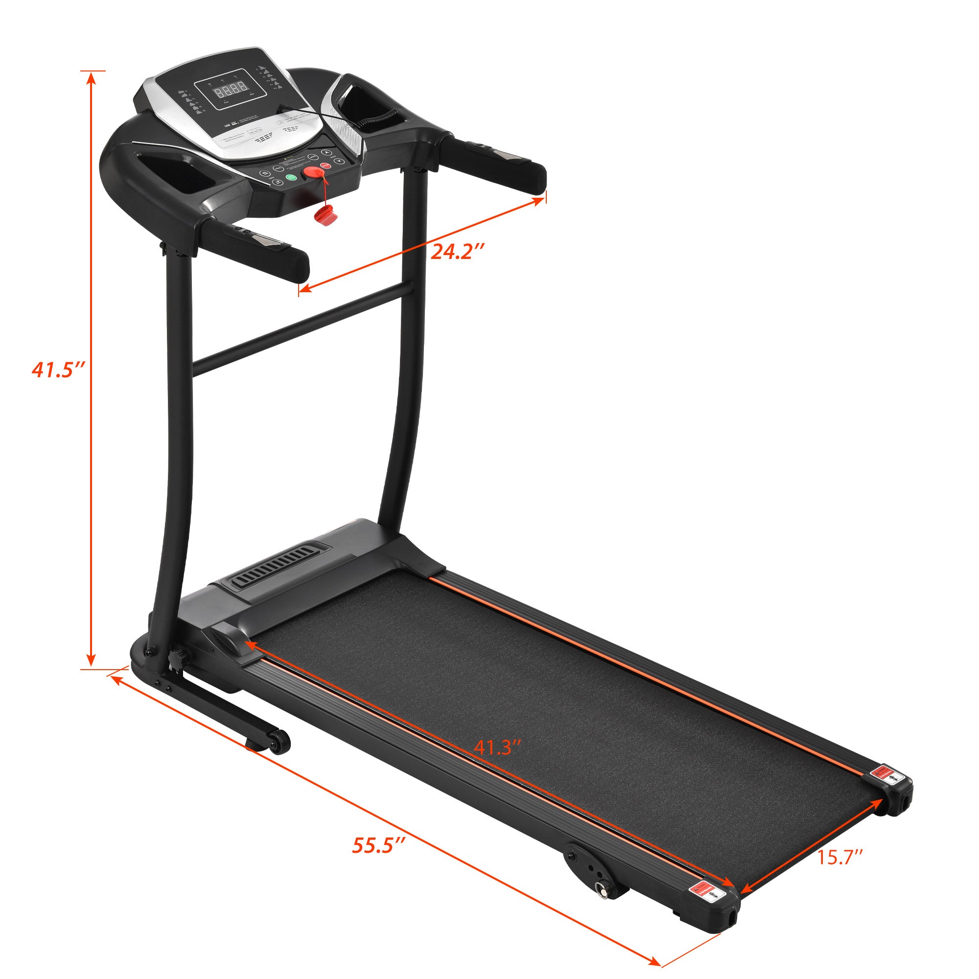 Home folding treadmill with pulse sensor, 2.5-horsepower silent brushless motor, 3-level tilt, 12 preset programs