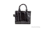 Marc Jacobs The Shiny Crinkle Micro Black Leather Tote