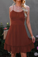 Spaghetti Strap Tie-Back Ruffle Hem Dress - HCDSHOP