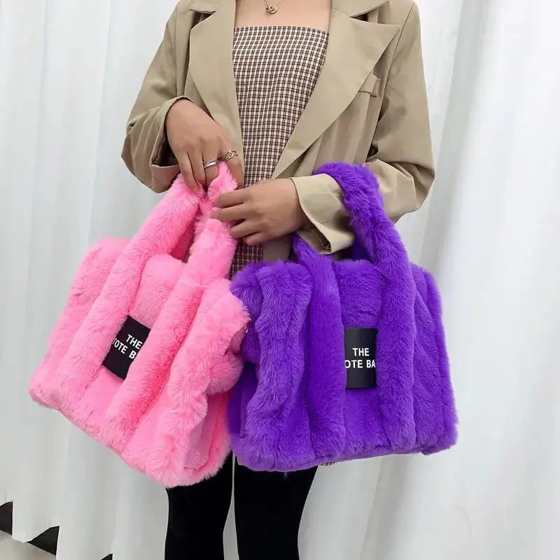 Designer Faux Fur Tote Bag - HCDSHOP