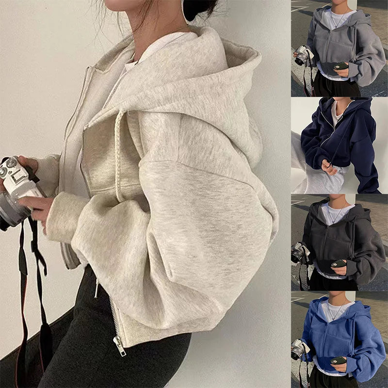 Women’s Navy Blue Hooded Sweatshirt - HCDSHOP 