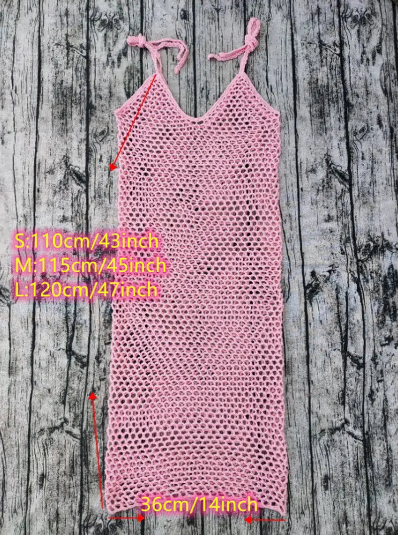 4  Color Summer Sleeveless Crochet Beach Dress - HCDSHOP