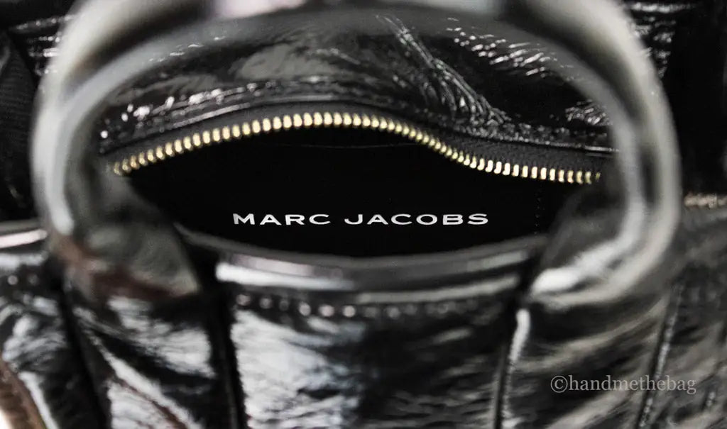 Marc Jacobs The Shiny Crinkle Micro Black Leather Tote