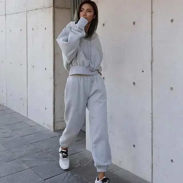 Women Warm Hoodie and Pants Set - HCDSHOP