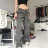 Button Low Waist Women's Cargo and Denim Pants - HCDSHOP