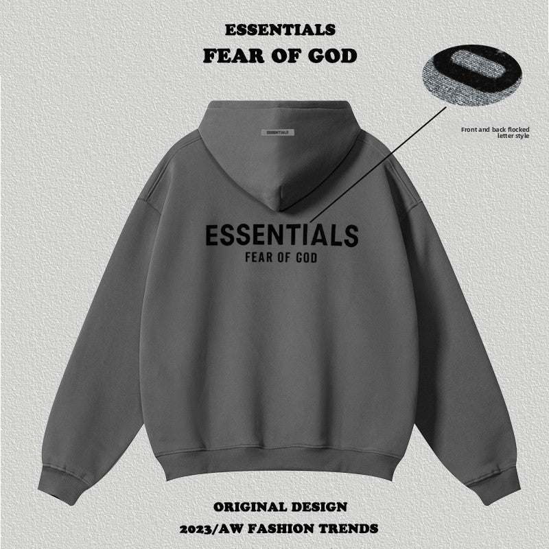 Essentials Letter Flocking Hoodie - HCDSHOP 