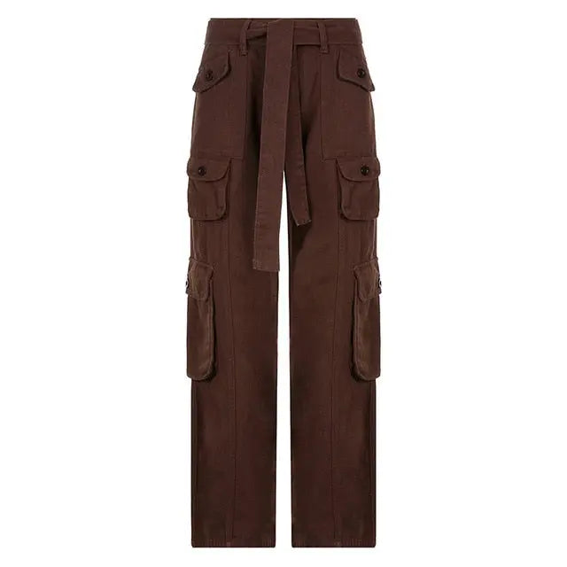 Button Low Waist Women's Cargo and Denim Pants - HCDSHOP