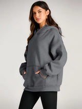 Sudadera con capucha para mujer EFAN, sudaderas de gran tamaño, suéteres tipo pulóver de polar, conjuntos de manga larga para invierno y otoño, ropa de moda Y2k, gris oscuro pequeño