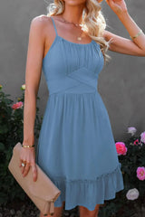 Spaghetti Strap Tie-Back Ruffle Hem Dress - HCDSHOP