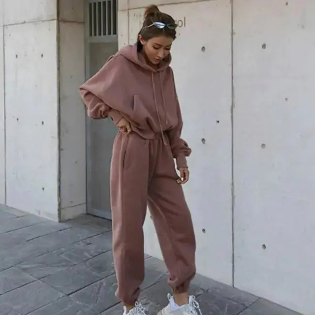 Women Warm Hoodie and Pants Set - HCDSHOP