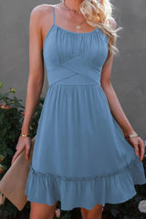 Spaghetti Strap Tie-Back Ruffle Hem Dress - HCDSHOP