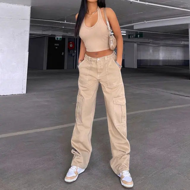 Cargo Solid Baggy Pants - HCDSHOP